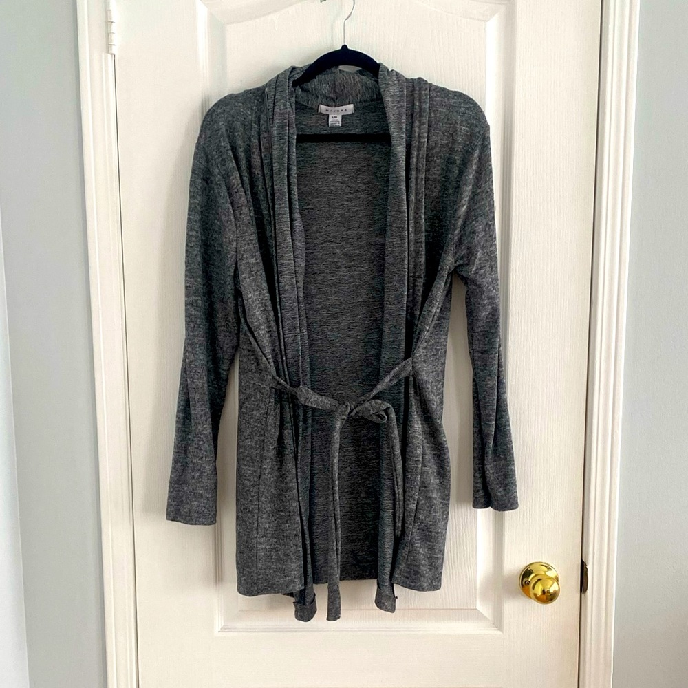 Grey Tie Belt Cardigan